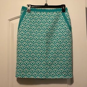 The Limited size 2 teal printed pencil skirt